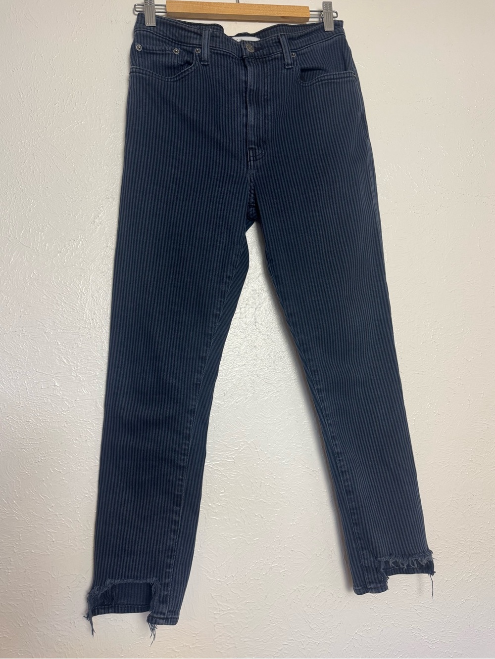 Etica Striped Frayed Ankle Blue Denim